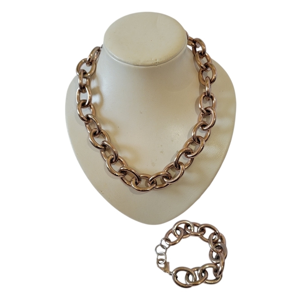 Mythologie Collection Gold Chunky Necklace + Bracelet Set Y2K Whimsigoth Retro